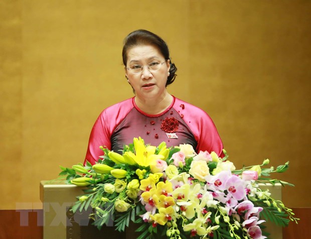 Chủ tịch Quốc hội Nguyễn Thị Kim Ngân phát biểu khai mạc. (Ảnh: Doãn Tấn/TTXVN)