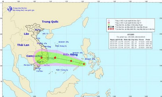 Chùm ảnh đường đi và vị trí cơn bão. (Nguồn: kttv.gov.vn)