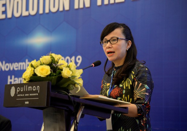 Bà Nguyễn Thị Kim Phụng, Vụ trưởng Vụ Giáo dục Đại học, Bộ Giáo dục và Đào tạo, phát biểu tại phiên khai mạc hội thảo. (Ảnh: PV/Vietnam+)