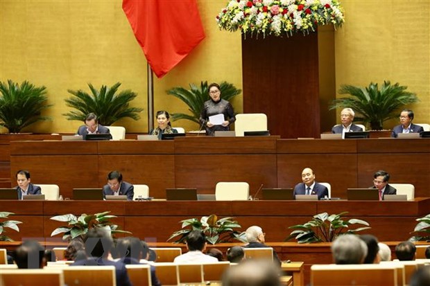 Chủ tịch Quốc hội Nguyễn Thị Kim Ngân phát biểu kết thúc Phiên chất vấn và trả lời chất vấn. (Ảnh: Dương Giang/TTXVN)