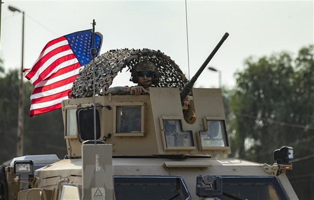  Binh sỹ Mỹ được triển khai tại thị trấn Tal Tamr, miền bắc Syria, ngày 20-9-2019. (Ảnh: AFP/ TTXVN)