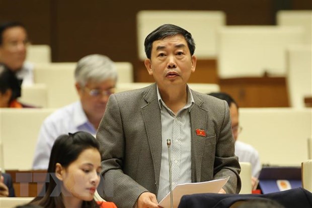 Đại biểu Quốc hội tỉnh Bà Rịa-Vũng Tàu Nguyễn Văn Tuyết thảo luận về dự án Luật sửa đổi, bổ sung một số điều của Luật Tổ chức Quốc hội. (Ảnh: Dương Giang/TTXVN)