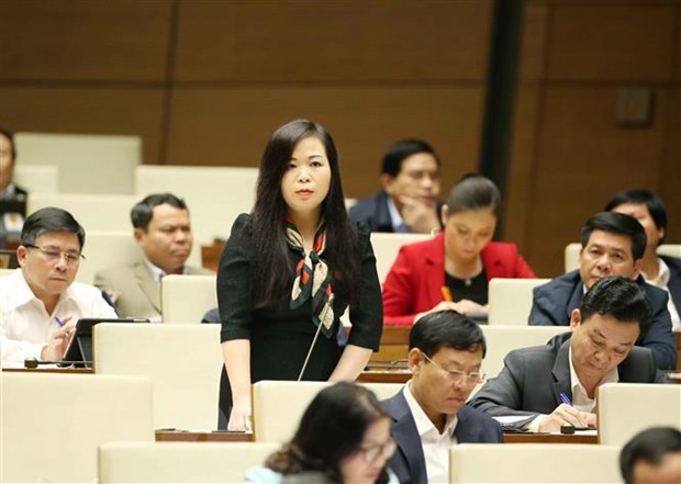 Đại biểu Quốc hội thành phố Hà Nội Vũ Thị Lưu Mai phát biểu. (Ảnh: Phương Hoa/TTXVN)