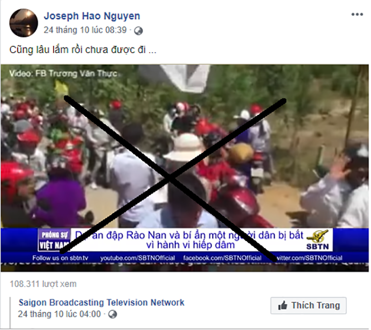  Hành vi xuyên tạc về dự án Rào Nan trên facebook của các đối tượng cực đoan, chống đối. 