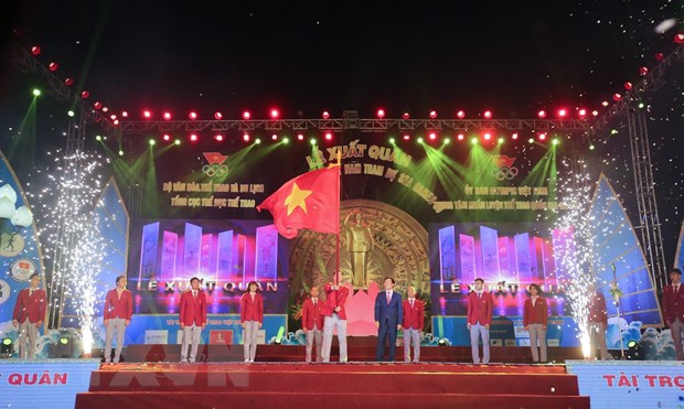 Quang cảnh Lễ xuất quân Đoàn Thể thao Việt Nam tham dự SEA Games 30. (Ảnh: Trọng Đạt/TTXVN)