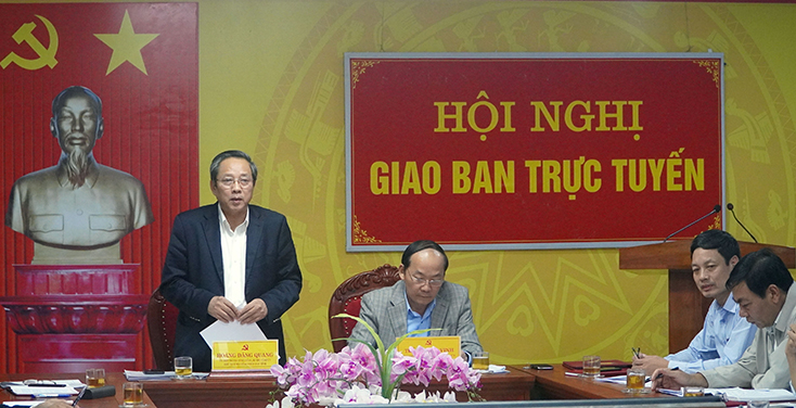 Đồng chí Bí thư Tỉnh ủy Hoàng Đăng Quang phát biểu tại hội nghị.