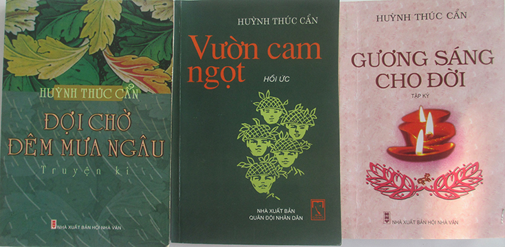 Trang bìa 3 tác phẩm của Huỳnh Thúc Cẩn. 
