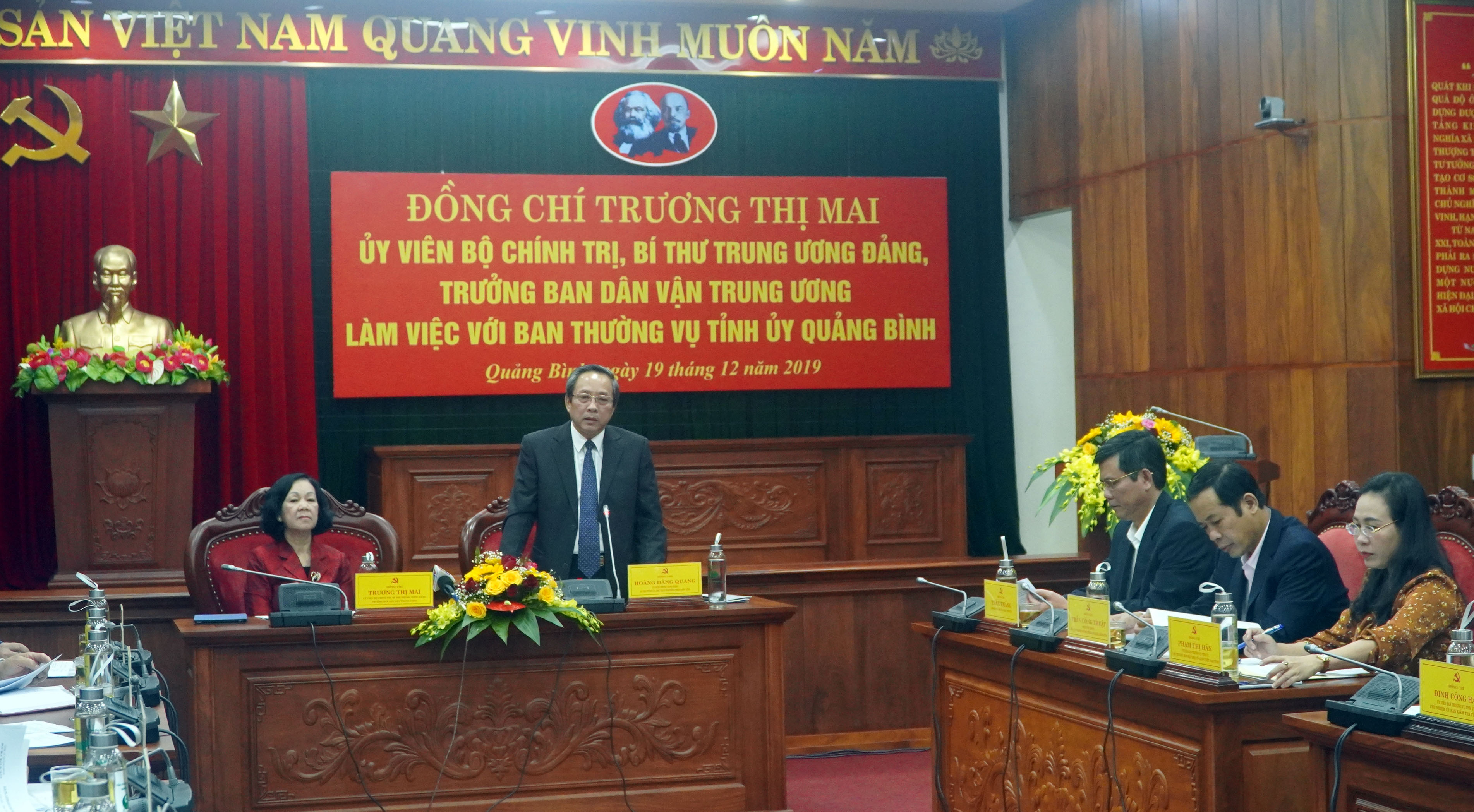 Đồng chí Bí thư Tỉnh ủy Hoàng Đăng Quang phát biểu tiếp thu các ý kiến chỉ đạo tại buổi làm việc 