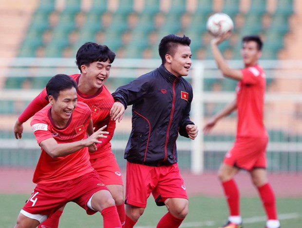 Tiền vệ Quang Hải đã bình phục chấn thương và hiện tích cực tập luyện cùng U23 Việt Nam để hướng tới vòng chung kết U23 châu Á 2020. (Ảnh: VFF)