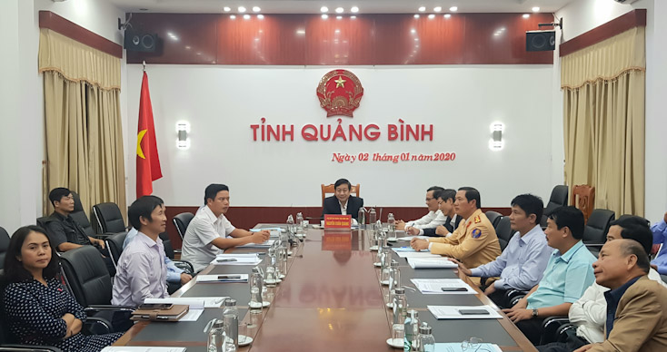 Đồng chí Nguyễn Xuân Quang, Phó Chủ tịch Thường trực UBND tỉnh chủ trì hội nghị tại điểm cầu Quảng Bình.