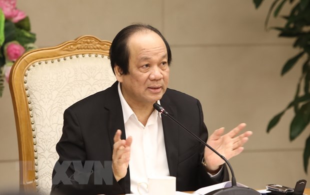 Bộ trưởng, Chủ nhiệm Văn phòng Chính phủ Mai Tiến Dũng chủ trì buổi họp. (Ảnh: Văn Điệp/TTXVN)