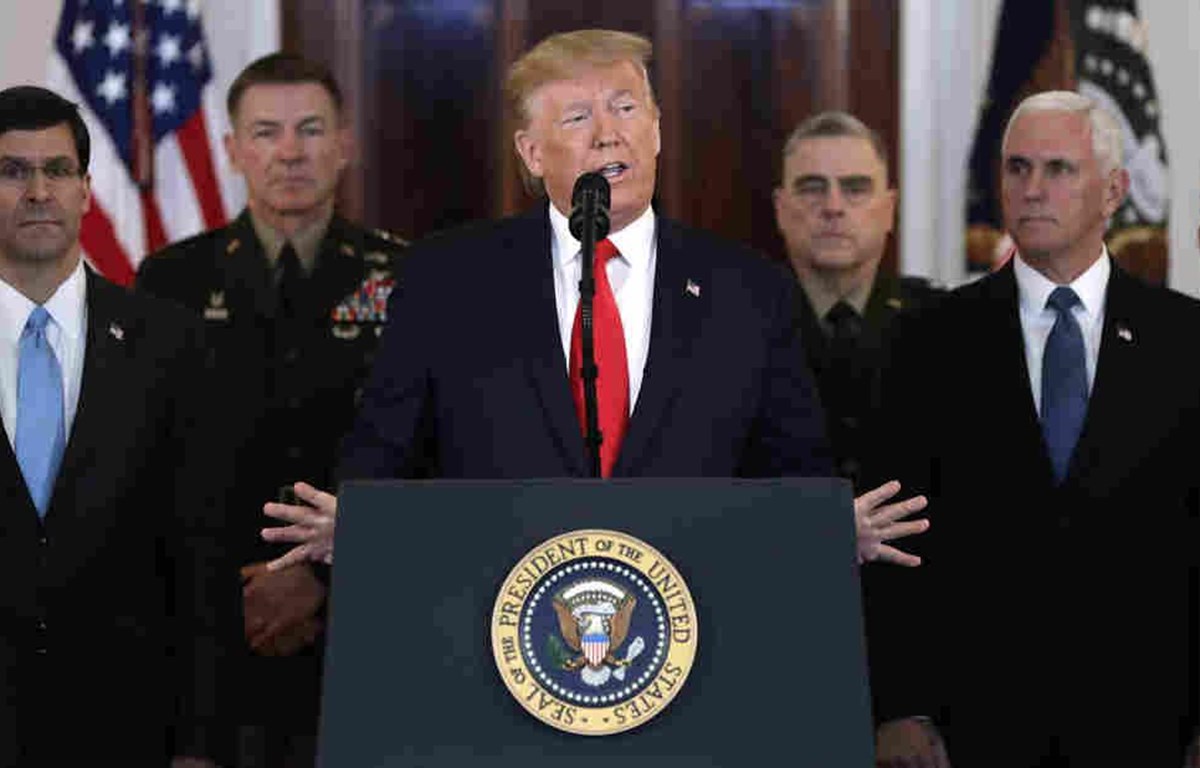  Tổng thống Mỹ Donald Trump phát biểu tại Nhà Trắng, ngày 8-1. (Nguồn: AP)