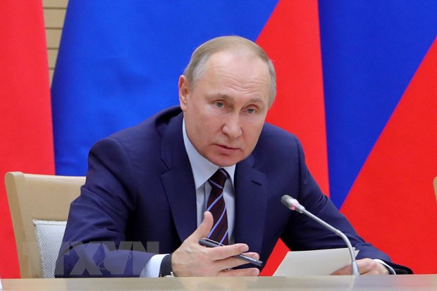  Tổng thống Nga Vladimir Putin trong bài phát biểu tại Moskva ngày 16-1-2020. (Nguồn: AFP/TTXVN)