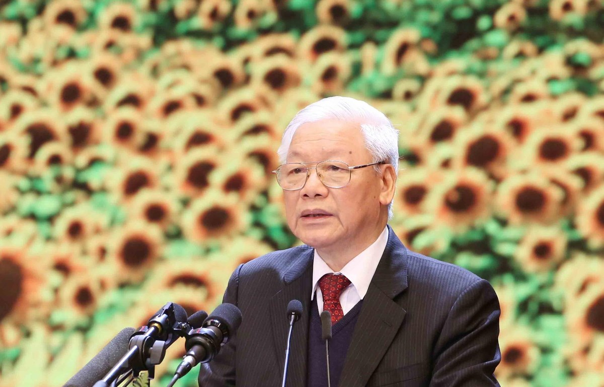 Tổng Bí thư, Chủ tịch nước Nguyễn Phú Trọng đọc diễn văn khai mạc lễ kỷ niệm.