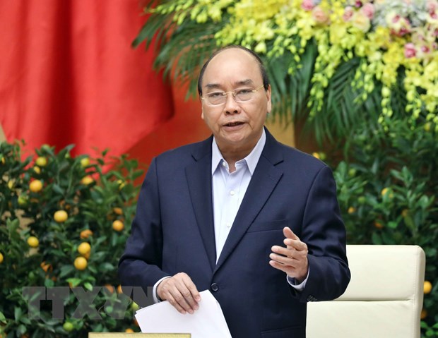Thủ tướng Nguyễn Xuân Phúc phát biểu khai mạc phiên họp Chính phủ thường kỳ tháng 1-2020. (Ảnh: Thống Nhất/TTXVN)