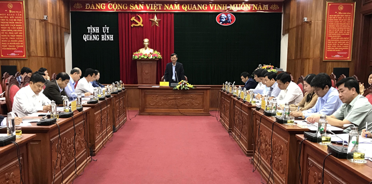 Đồng chí Phó Bí thư Thường trực Tỉnh ủy Trần Thắng phát biểu kết luận buổi làm việc