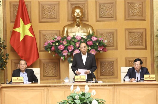 Thủ tướng Nguyễn Xuân Phúc chủ trì phiên họp. Ảnh: Văn Điệp/TTXVN