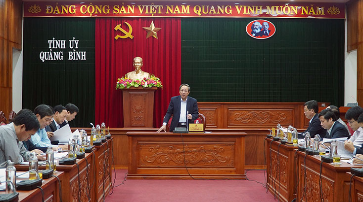 Đồng chí Bí thư Tỉnh uỷ Hoàng Đăng Quang phát biểu kết luận tại buổi làm việc