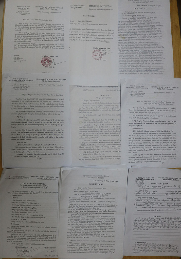 Các văn bản liên quan đến nội dung đơn khiếu nại của ông Lê Văn Thái, viên chức Trạm Y tế xã Xuân Ninh. 