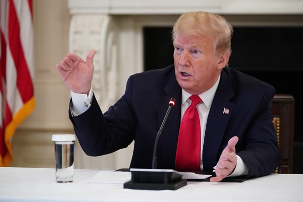  Tổng thống Mỹ Donald Trump phát biểu tại Nhà Trắng ở Washington, DC, Mỹ, ngày 29-4-2020. (Nguồn: AFP/TTXVN)