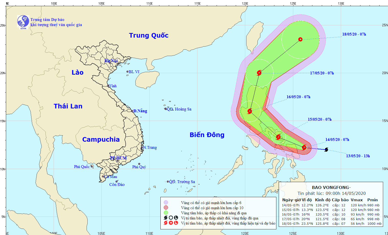  Hướng đi của bão VONGFONG