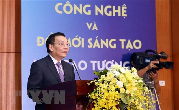  Bộ trưởng Bộ Khoa học và Công nghệ Chu Ngọc Anh phát biểu Khai mạc Lễ kỷ niệm. (Ảnh: Anh Tuấn/TTXVN)