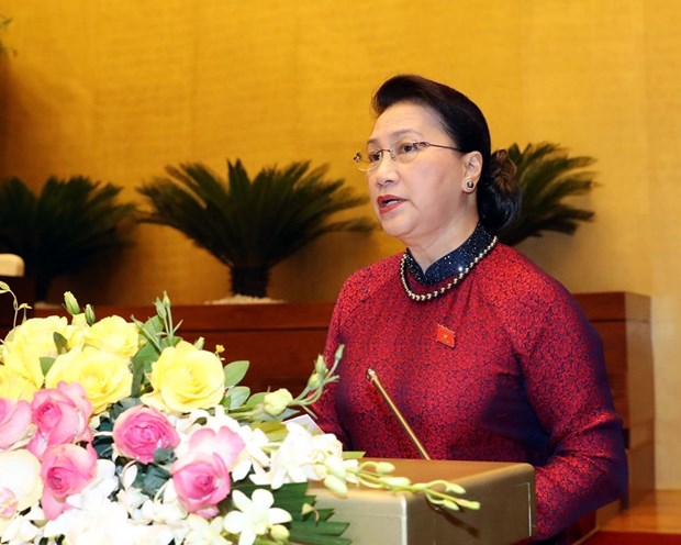  Chủ tịch Quốc hội Nguyễn Thị Kim Ngân phát biểu khai mạc. (Ảnh: TTXVN)