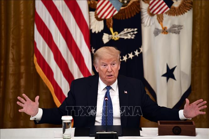  Tổng thống Mỹ Donald Trump phát biểu trong cuộc họp nội các tại Nhà Trắng ngày 19/5. Ảnh: AFP/TTXVN