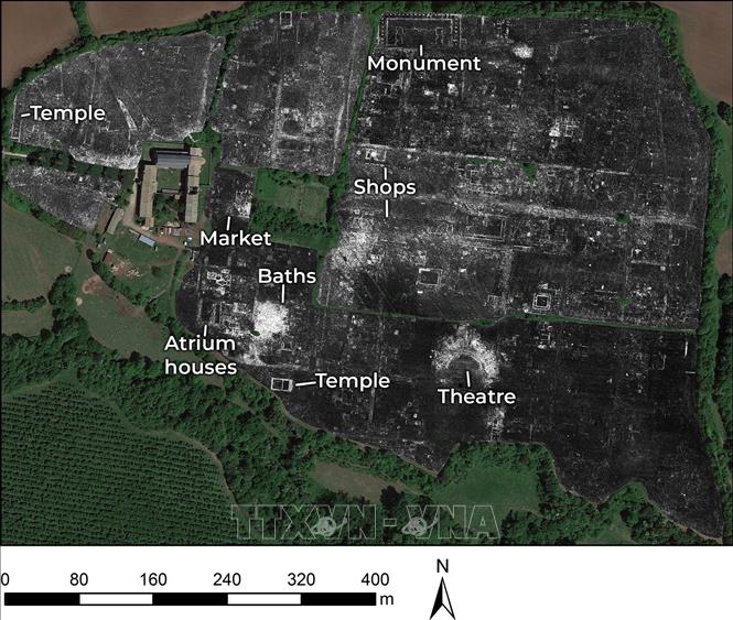  Hình ảnh thành phố cổ Falerii Novi ở phía Bắc thủ đô Rome, Italy thu được bằng cách sử dụng radar quét xuyên đất (GPR). Ảnh do Đại học Cambridge (Anh) đăng phát ngày 4-6-2020: AFP/TTXVN