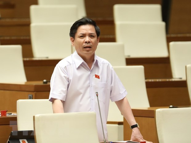 Bộ trưởng Bộ Giao thông Vận tải Nguyễn Văn Thể phát biểu giải trình, làm rõ vấn đề đại biểu Quốc hội nêu. (Ảnh: Văn Điệp/TTXVN)