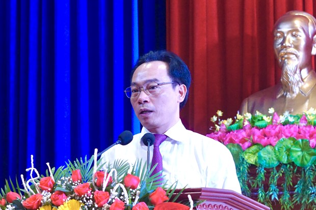  Phó giáo sư, tiến sỹ Hoàng Minh Sơn, Hiệu trưởng Đại học Bách khoa Hà Nội phát biểu tại buổi lễ. (Ảnh: PV/Vietnam+)