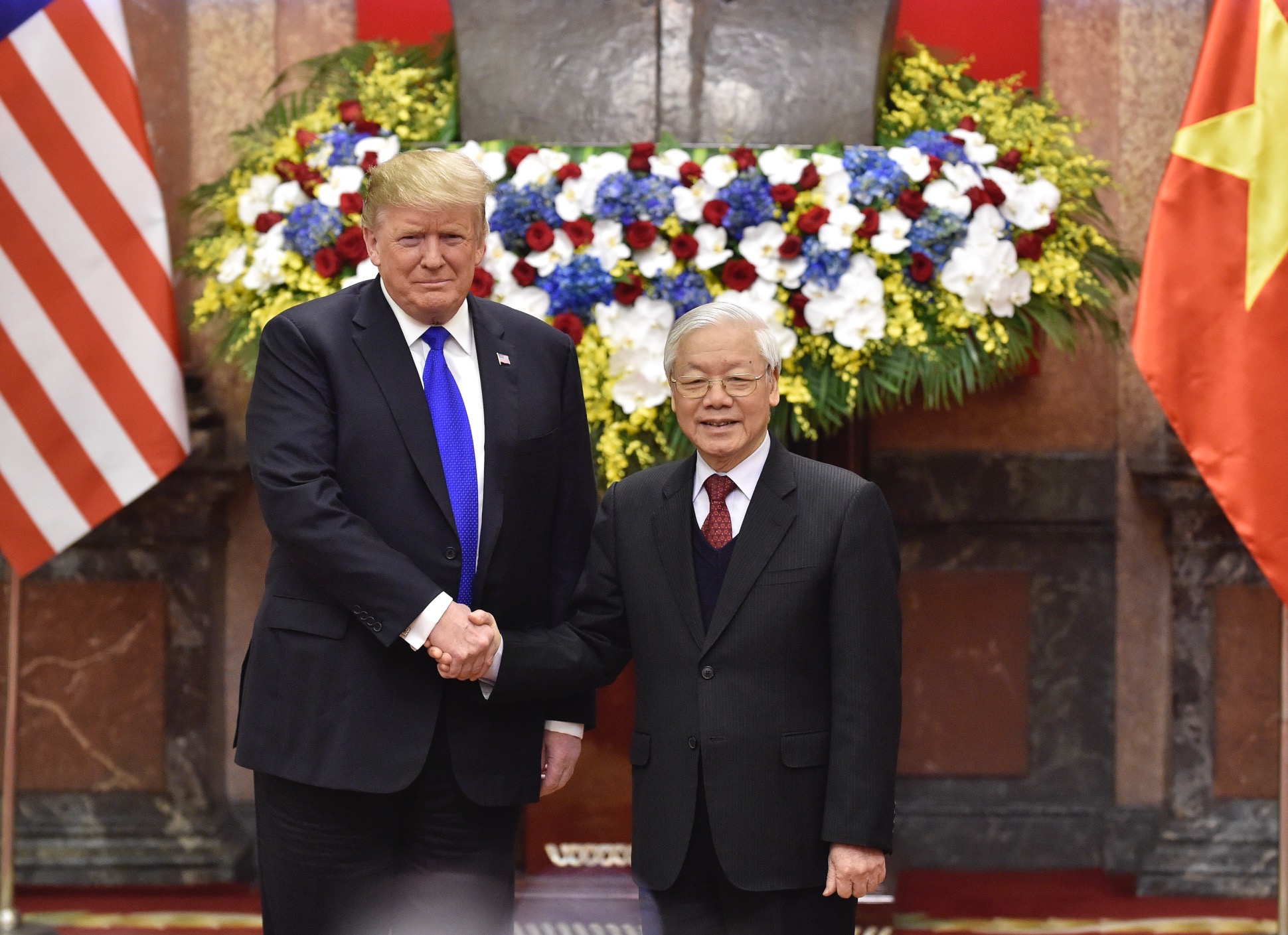 Tổng Bí thư, Chủ tịch nước Nguyễn Phú Trọng tiếp Tổng thống Mỹ Donald Trump, ngày 27-2-2019. - Ảnh: VGP/Nhật Bắc