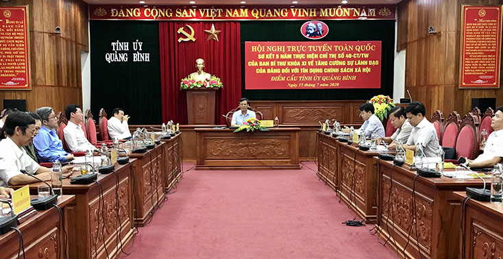 Các đại biểu dự hội nghị tại điểm cầu tỉnh Quảng Bình