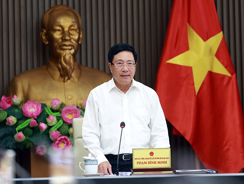  Phó Thủ tướng Phạm Bình Minh phát biểu tại cuộc họp. Ảnh: VGP/Hải Minh