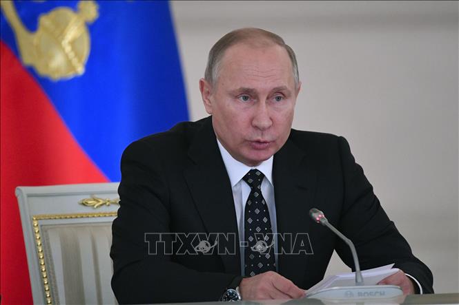 Tổng thống Nga Vladimir Putin trong bài phát biểu tại thủ đô Moskva. Ảnh: Ảnh: AFP/TTXVN