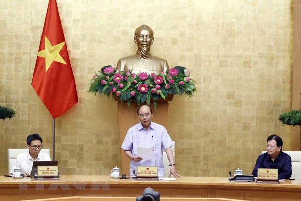  Thủ tướng Nguyễn Xuân Phúc phát biểu tại phiên họp. (Ảnh: Thống Nhất/TTXVN)