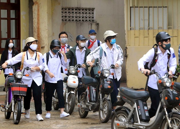  Học sinh Đà Nẵng đang thực hiện giãn cách xã hội. Ảnh: TTXVN