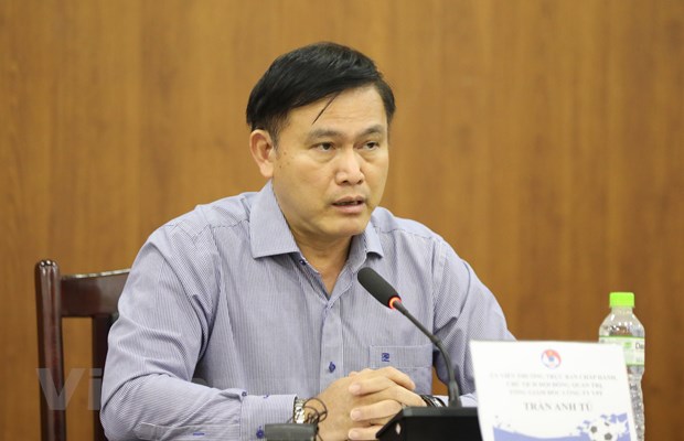  Chủ tịch VPF Trần Anh Tú khẳng định V-League 2020 vẫn sẽ tiếp tục sau quãng thời gian tạm nghỉ, chỉ bị hủy trong trường hợp bất khả kháng. (Ảnh: Phúc Tá/Vietnam+)