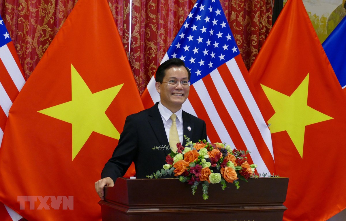 Đại sứ Việt Nam tại Hoa Kỳ Hà Kim Ngọc phát biểu tại Lễ kỷ niệm. (Ảnh: TTXVN)