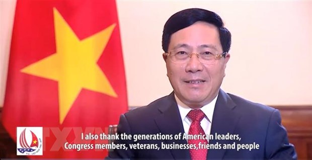 Phó Thủ tướng, Bộ trưởng Ngoại giao Việt Nam Phạm Bình Minh gửi thông điệp chúc mừng 25 năm quan hệ Việt Nam-Hoa Kỳ. (Nguồn: TTXVN)