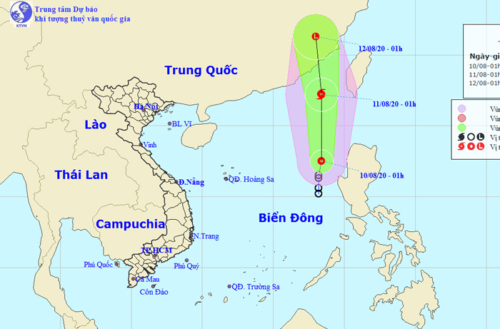  Vị trí và đường đi của áp thấp nhiệt đới. Nguồn: NCHMF