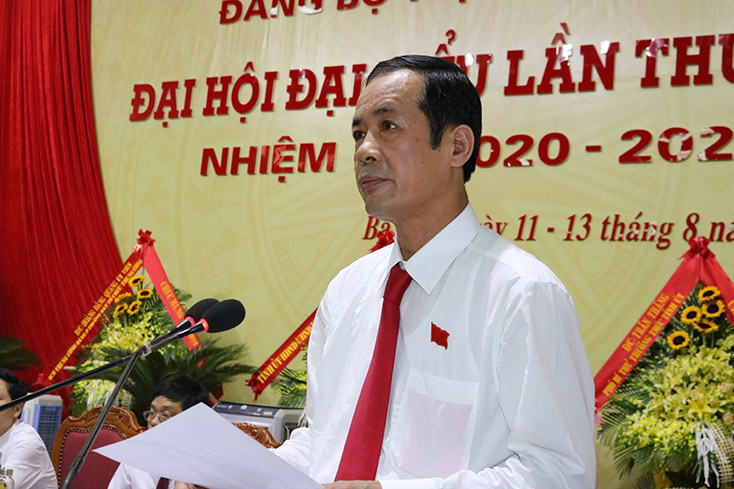 Đồng chí Trần Công Thuật, Phó Bí thư Tỉnh ủy, Chủ tịch UBND tỉnh, Trưởng đoàn ĐBQH tỉnh phát biểu chỉ đạo tại đại hội