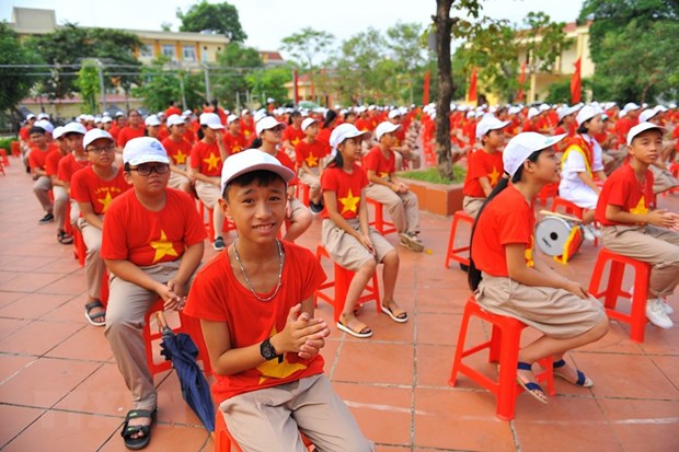 Đánh trống khai giảng năm học mới 2019-2020 tại trường THPT Phan Châu Trinh (Đà Nẵng). (Ảnh: Trần Lê Lâm/TTXVN)