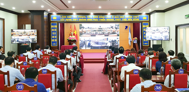 Quang cảnh buổi lễ khai trương tại điểm cầu truyền hình tỉnh Quảng Bình.
