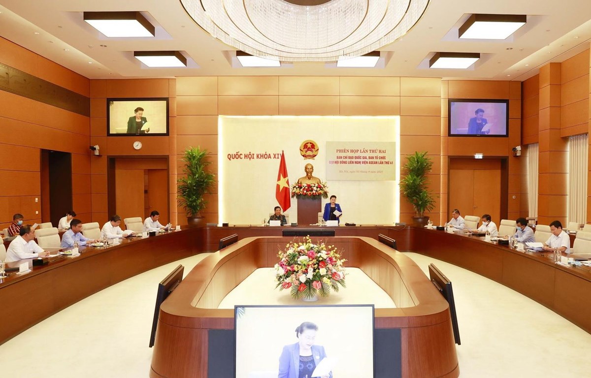 Chủ tịch Quốc hội Nguyễn Thị Kim Ngân chủ trì Phiên họp lần thứ hai Ban Chỉ đạo Quốc gia, Ban Tổ chức AIPA 41. (Ảnh: Trọng Đức/TTXVN)