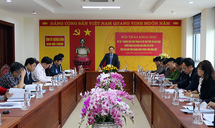 Hội thảo “Nghiên cứu thực trạng và đề xuất một số giải pháp nhằm nâng cao hiệu quả công tác PCTN trên địa bàn tỉnh Quảng Bình trong tình hình mới” 