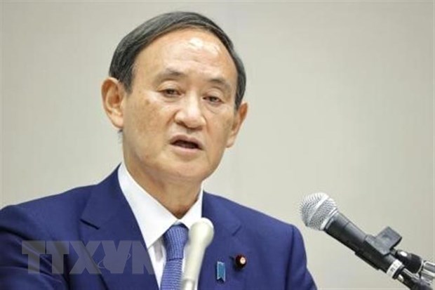 Chánh văn phòng Nội các Nhật Bản Yoshihide Suga phát biểu trong cuộc họp báo tại thủ đô Tokyo ngày 3-9. Ảnh: Kyodo/ TTXVN