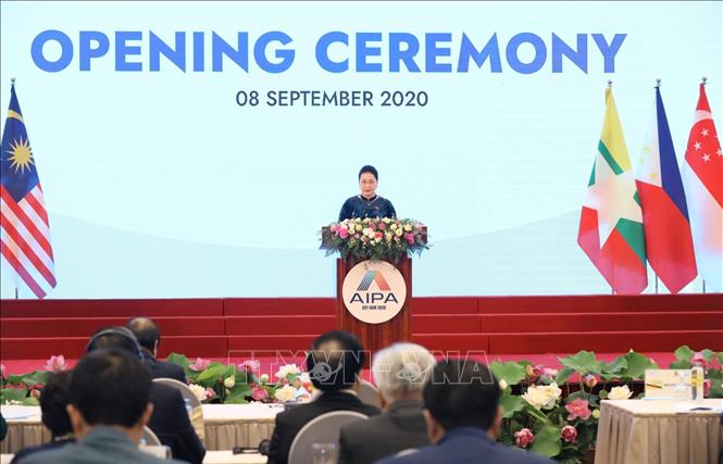  Chủ tịch Quốc hội Nguyễn Thị Kim Ngân, Chủ tịch AIPA-41 chủ trì và phát biểu khai mạc Đại hội đồng Liên nghị viện Hiệp hội các quốc gia Đông Nam Á lần thứ 41. Ảnh: TTXVN