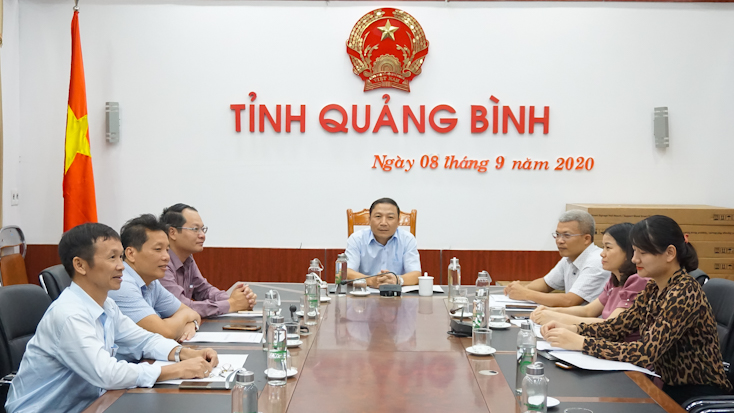 Các đại biểu dự hội nghị tại điểm cầu tỉnh Quảng Bình.  
