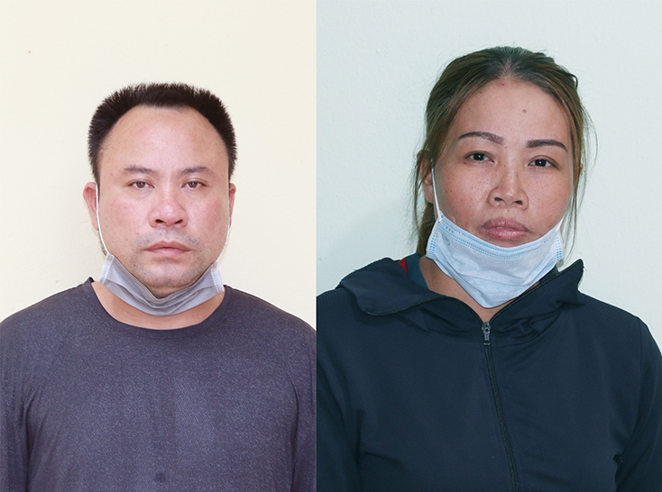 Hai đối tượng Phan Văn Mười và Vũ Thị Vân tại Cơ quan điều tra